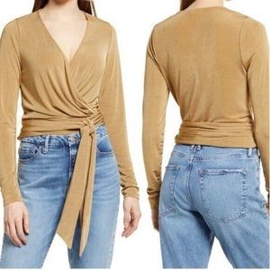 NWT Good American Gold Wrap Blouse